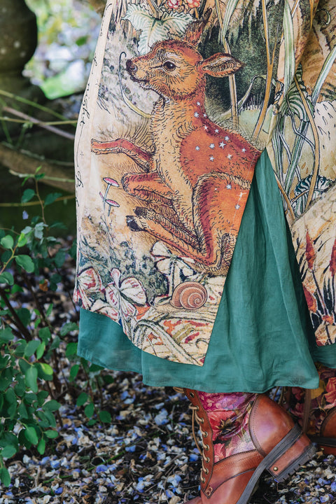 Opera Duster Kimono Robe - Lovelight with Woodland Deer & Swallow