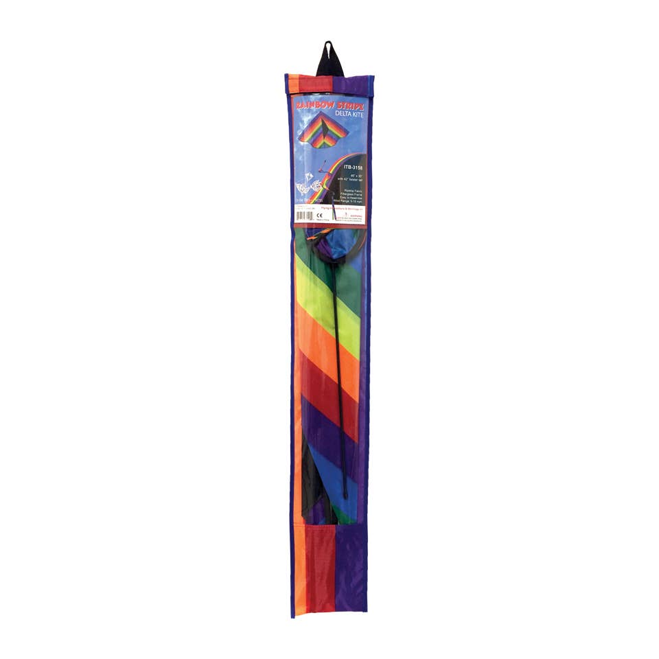 Kite - Rainbow Stripe Delta with Spinning Tail