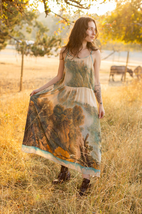 Bohéme Printed Long Maxi Slip Dress - Awakening with Landscape