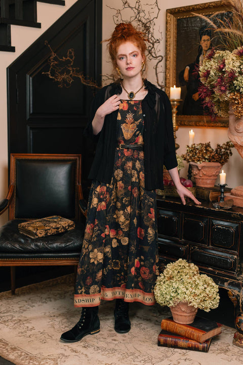 Bohéme Long Maxi Slip Dress - Heart of Gold with Sacred Heart