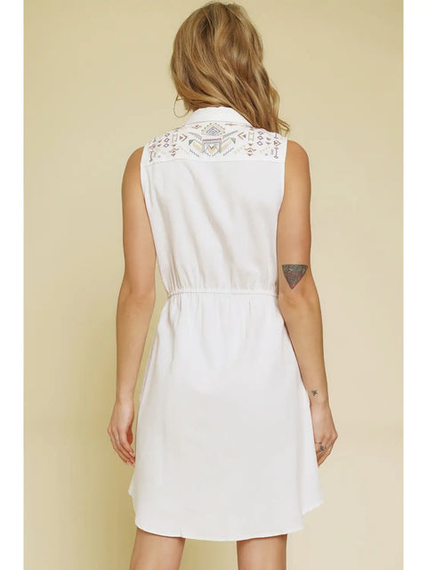 Dress - Embroidered Shirt Ivory Large Dress - Embroidered Shirt Ivory Large