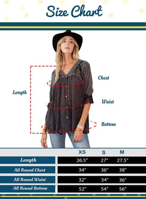 Embellished Top - Free-Spirited Western Boho Babe Gravel
