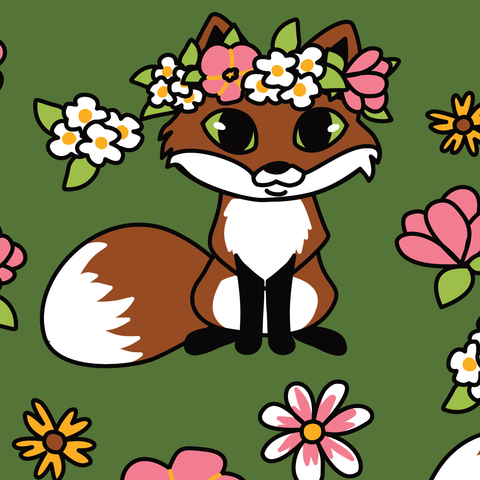 Crew Socks - Floral Foxes