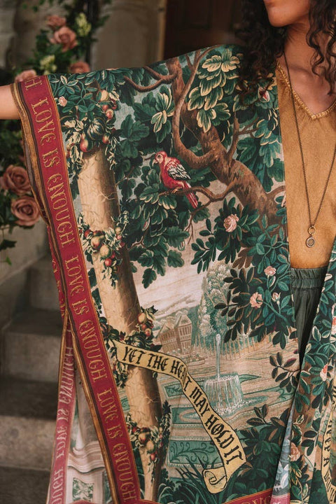 Goddess Duster Kimono - Wildheart with Florals, Unicorn & Castle