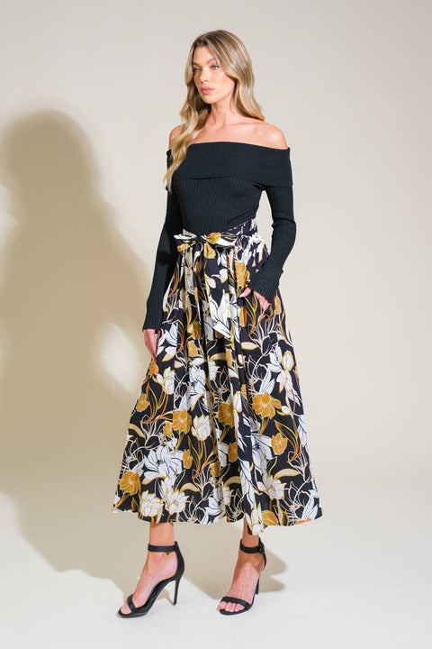 Combination Midi Dress - Black Contemporary