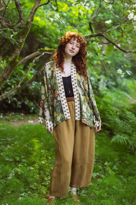 Bamboo Cropped Kimono - I Dream in Flowers with Bees