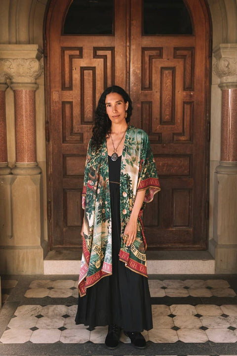 Goddess Duster Kimono - Wildheart with Florals, Unicorn & Castle