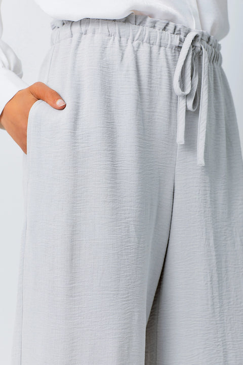 Pants - Textured Wide Leg Lilac Grey