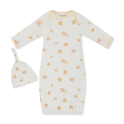 Newborn Gown & Hat Set - Starfish Dreams