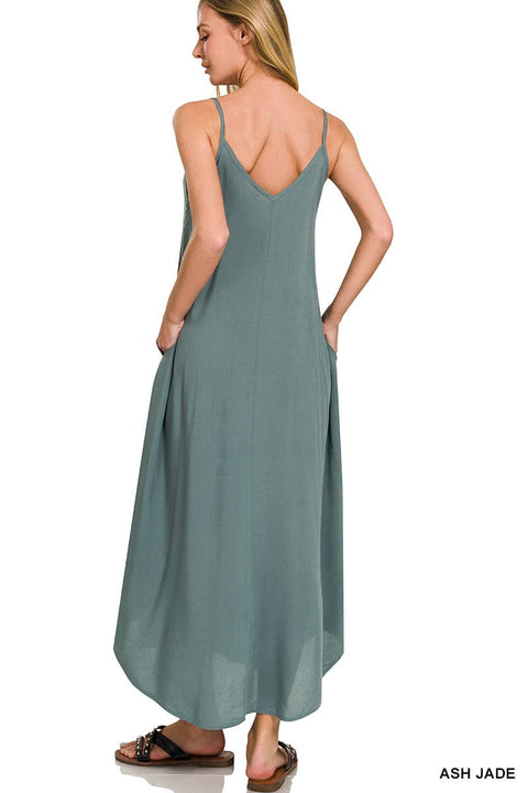 Woven Cami Dress with Pockets - Ash Jade
