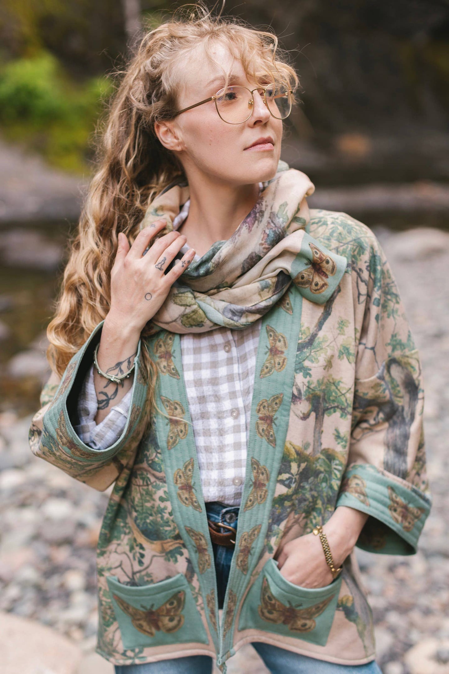 Fleece Lined Cozy Cottage Cardigan Kimono Jacket - Earth & Sky