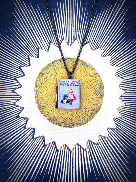 Necklace - Book Locket: Alice In Wonderland Bronze
