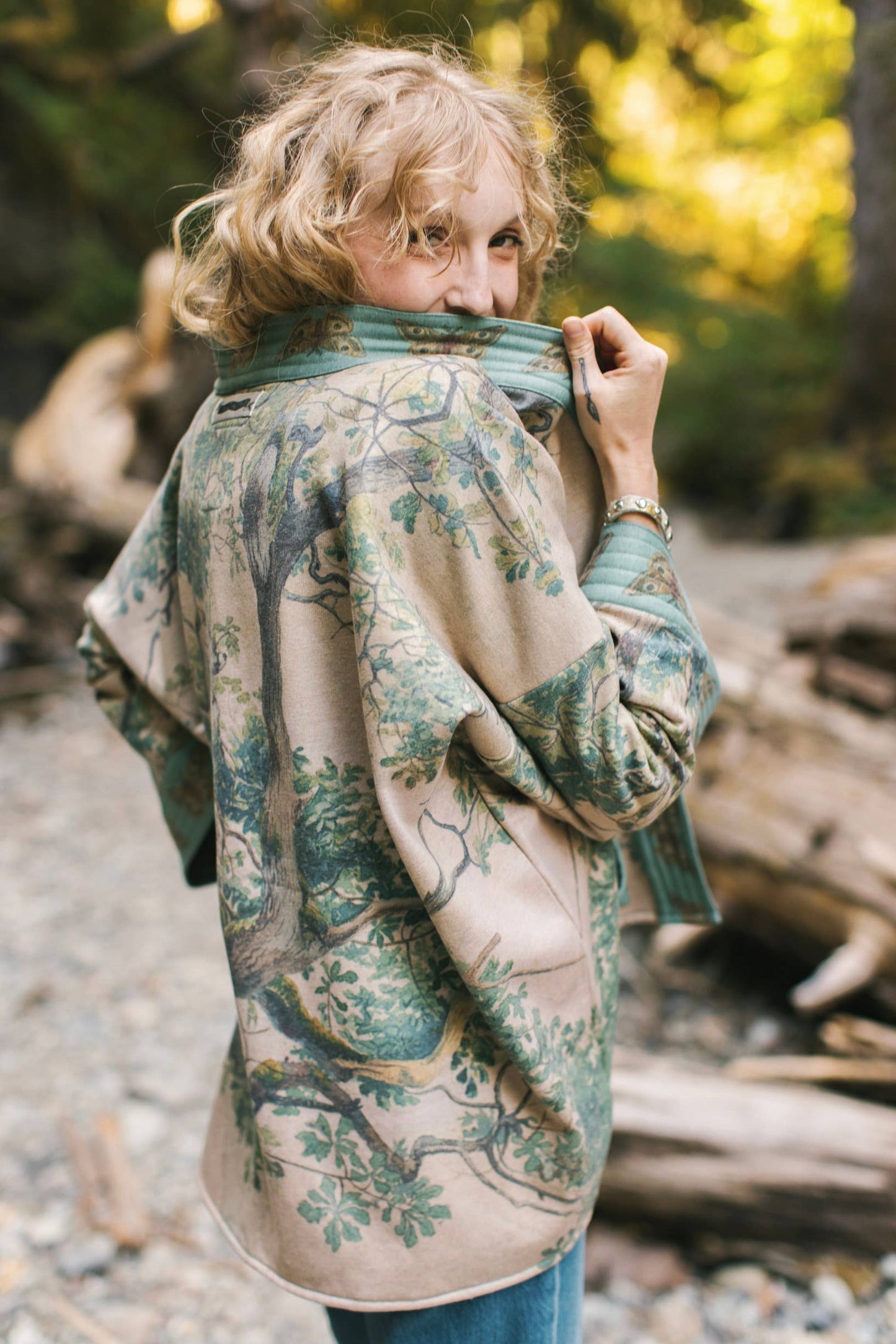 Fleece Lined Cozy Cottage Cardigan Kimono Jacket - Earth & Sky