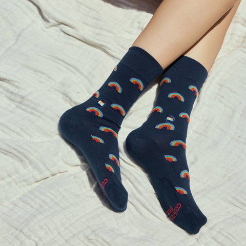 Socks that Save LGBTQ Lives - Navy Rainbows