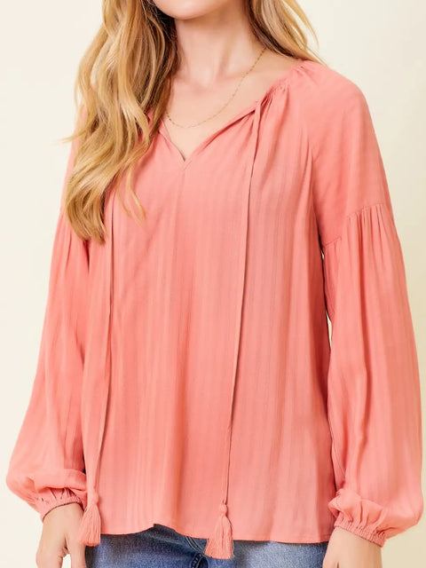 Top - Raglan Flowy Blouse Coral
