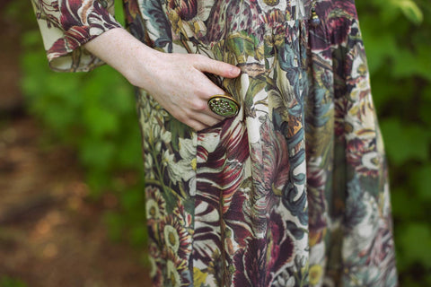 Artist Dress Tunic - Love Grows Wild with Pockets, Bees & Floral