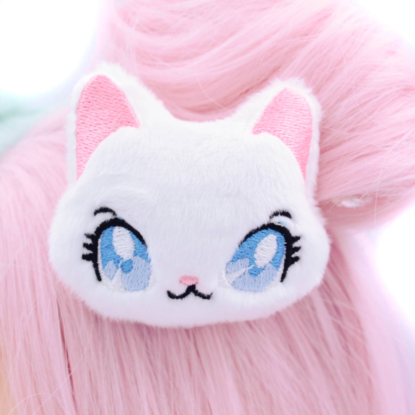 Hair Clip - White Plush Anime Style Kawaii Cat