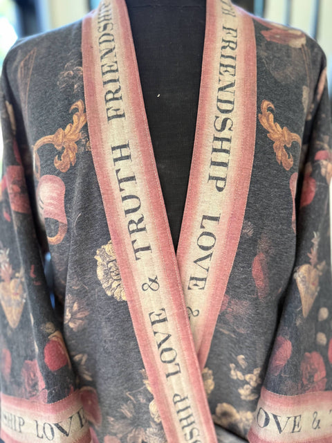 Fleece Cottage Cardigan Kimono Jacket - Heart of Gold