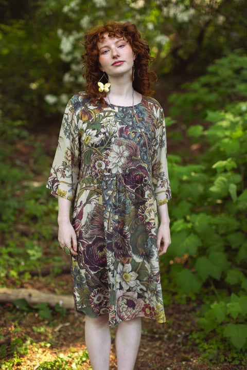 Artist Dress Tunic w/ Pockets - Love Grows Wild Bees & Floral