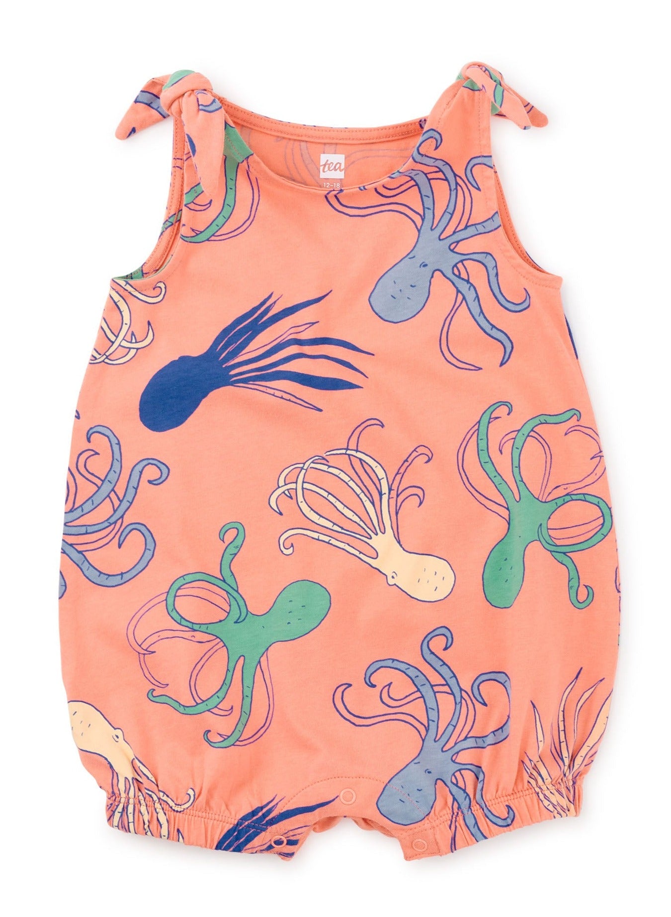 Last One - Size 6/9M: Tie Shoulder Romper - Octopus Oasis