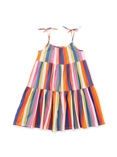 Tie Shoulder Tiered Dress - Lisbon Stripe
