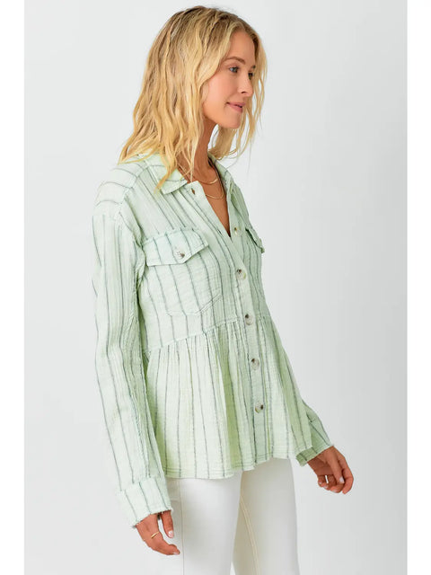 Jacket - Washed Peplum Light Sage