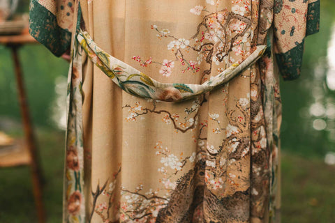 Duster Kimono Robe - Fable Opera with Deer Moon & Blossom