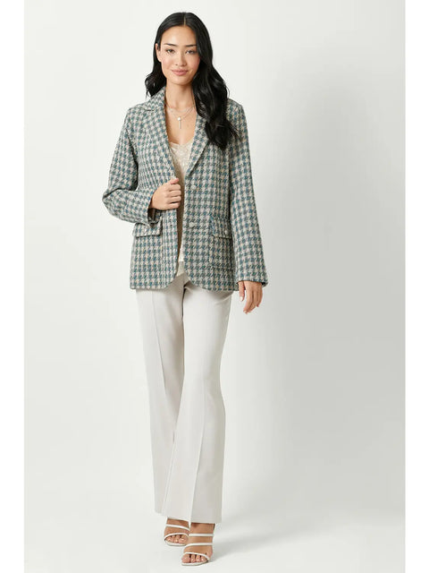 Coat - Houndstooth Double Breasted Blue Mix