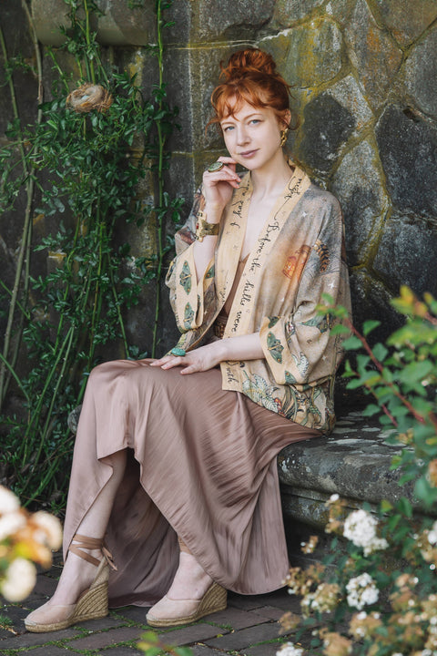 Cropped Kimono - Lovelight Pixie with Woodland Swallow & Stars