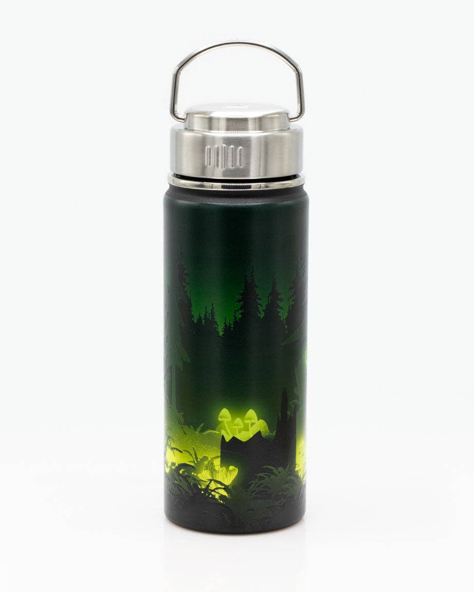 Water Bottle (Stainless Steel) - Bioluminescent Mushrooms 18 oz