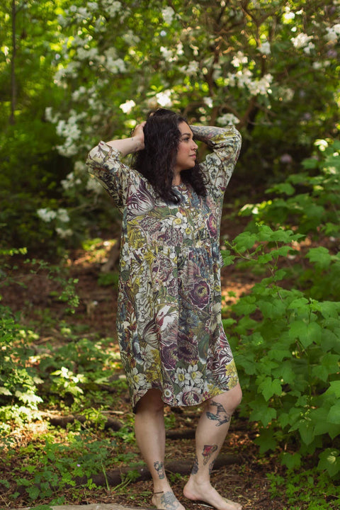 Artist Dress Tunic - Love Grows Wild with Pockets, Bees & Floral