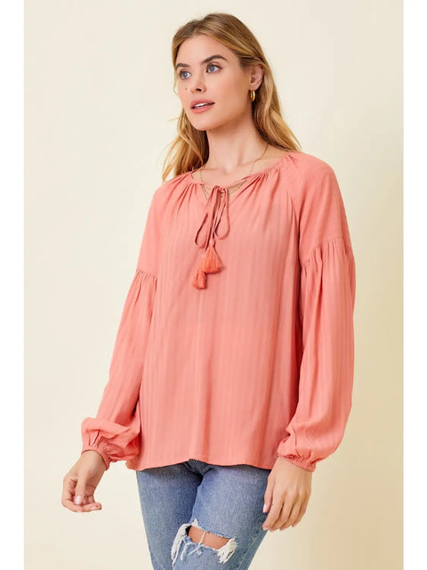 Top - Raglan Flowy Blouse Coral