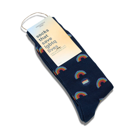 Socks that Save LGBTQ Lives - Navy Rainbows