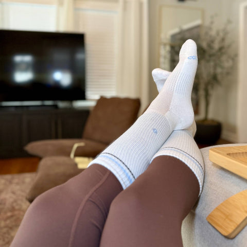 Comfort Crew Socks that Support Mental Health - White/Blue (3pk)