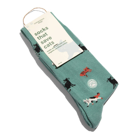 Socks that Save Cats - Teal Cats