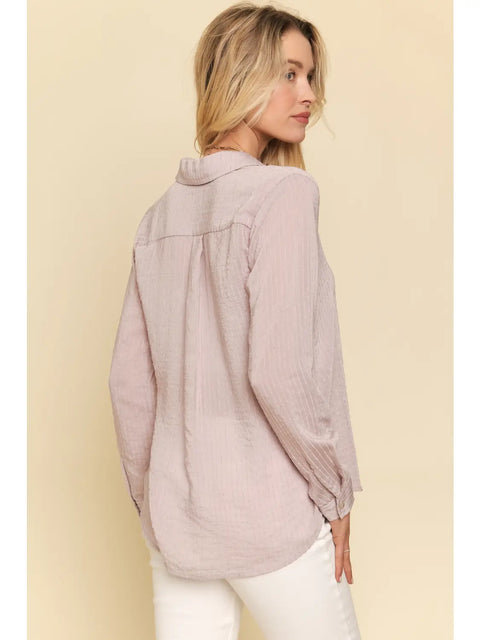 Shirt - Textured Button Down Dusty Lavender