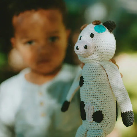 Organic Yarn Rattle - Cow