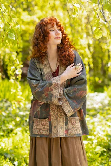 Fleece Cottage Cardigan Jacket - The Messenger with Joan of Arc