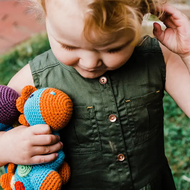 Yarn Rattle - Turquoise Steggy Dinosaur