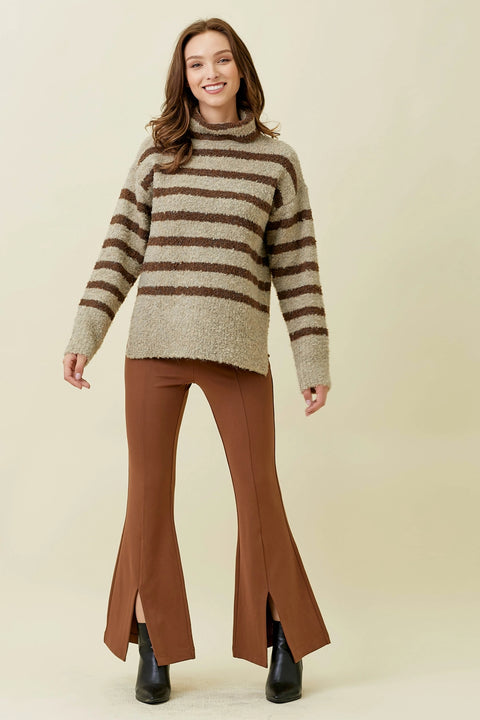 Top - Striped Turtle Neck Sweater