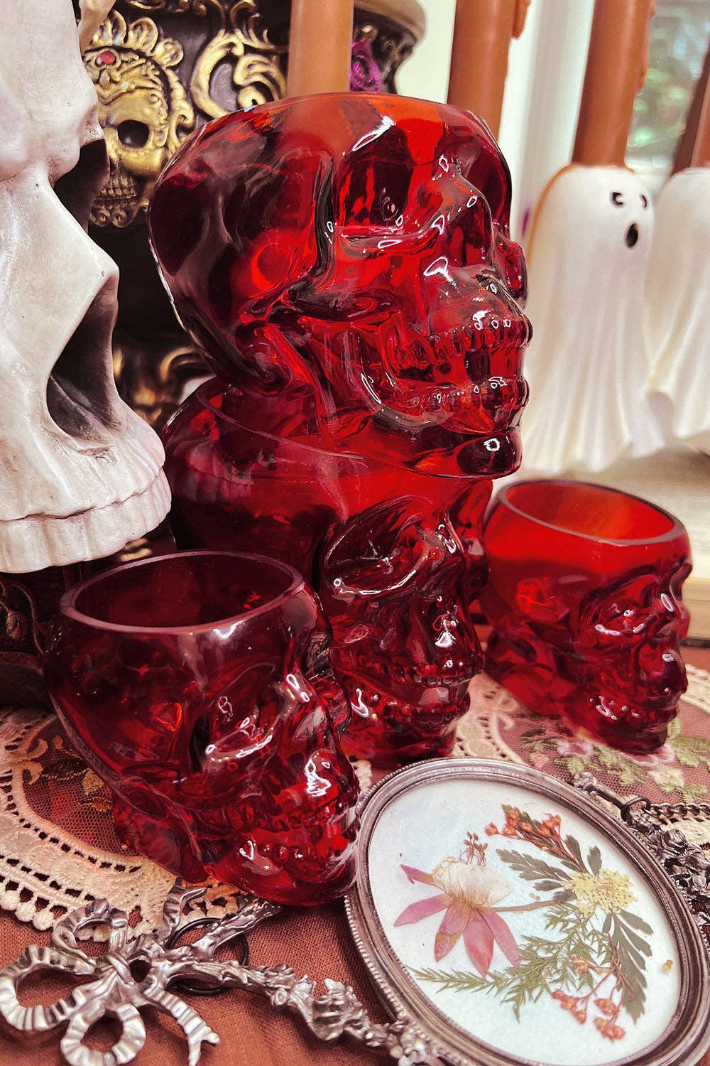 Drinking Glass (12oz) - Blood Red Skull