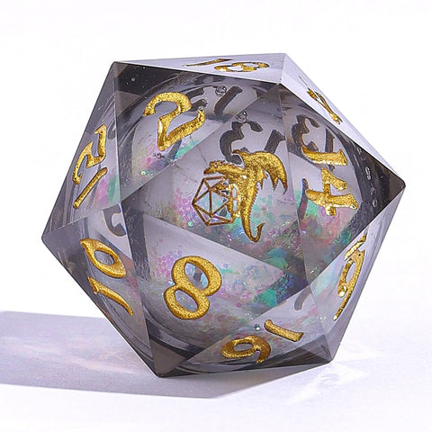 Captured Magic Liquid Core Sharp Edge Resin Dice Set - Cursed Eclipse