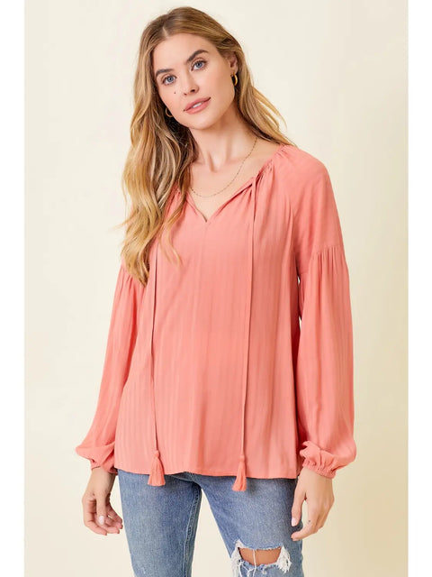 Top - Raglan Flowy Blouse Coral