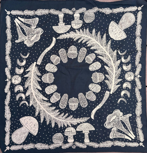 Bandana - Edible Mushroom & Banana Slug Moon Phase