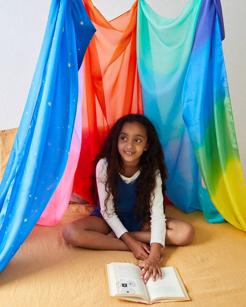 Giant Rainbow Playsilk - 100% Natural Silk for Fort Building