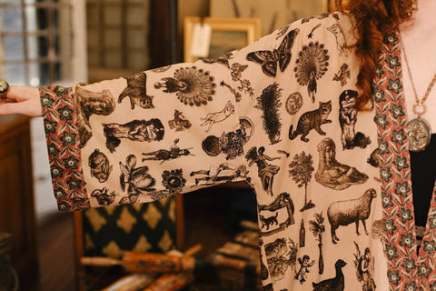 Pixie Duster Crop Kimono - Curiosities w/ whimsical print