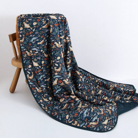 Quilted Toddler BLanket - Waves & Whiskers