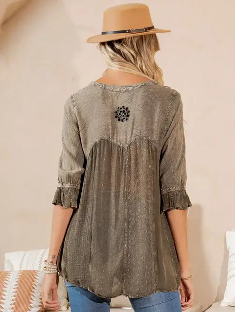 Embellished Top - Free-Spirited Western Boho Babe Gravel