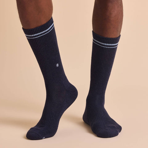 Comfort Crew Socks that Support Mental Health - White/Blue (3pk)
