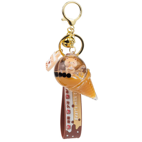 Sensory Keychain - Bears Milk Tea Liquid Effect: Cone
